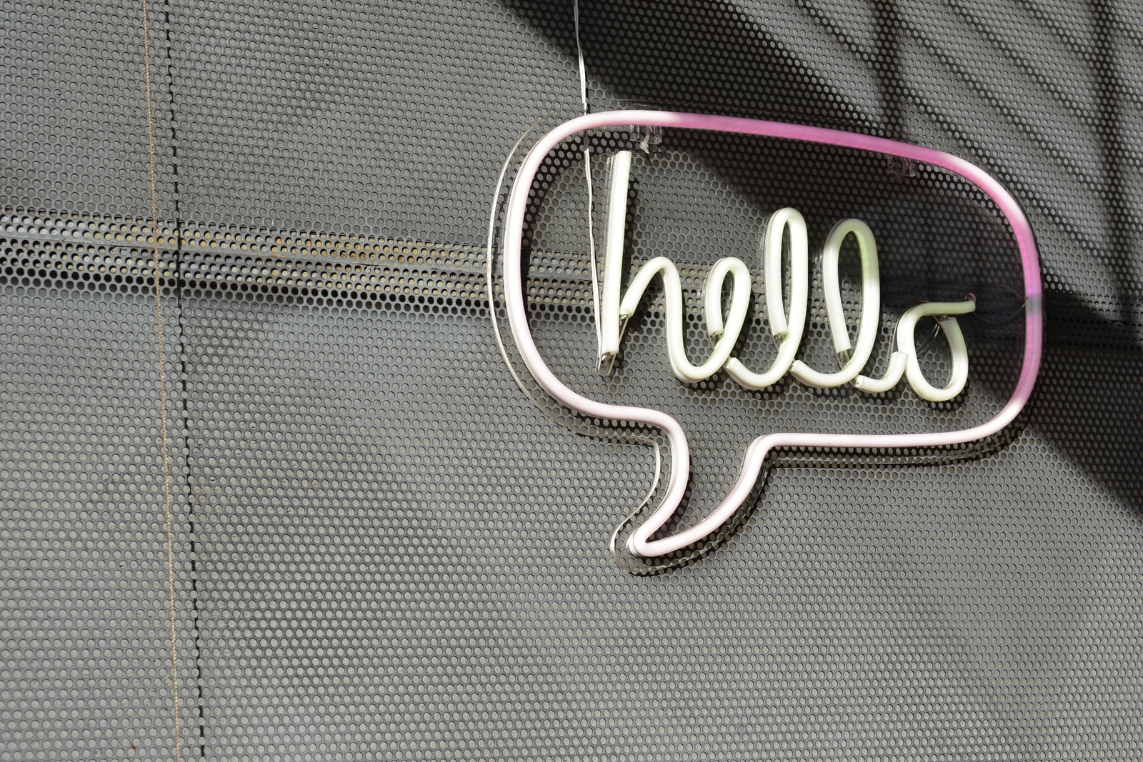 white Hello LED sign